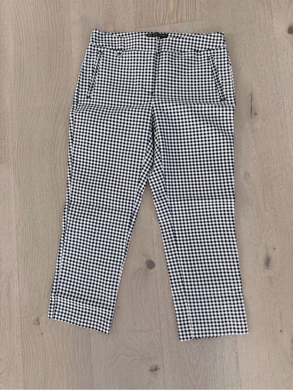 Vintage Adrianna Papel checkered Black & White Gingham Cropped Pants waist 28”